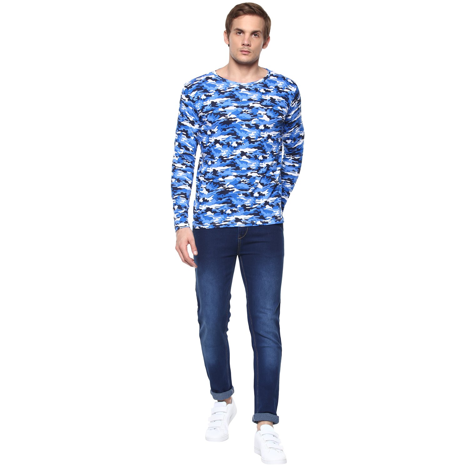 urbano fashion men's blue stretchable slim fit jeans