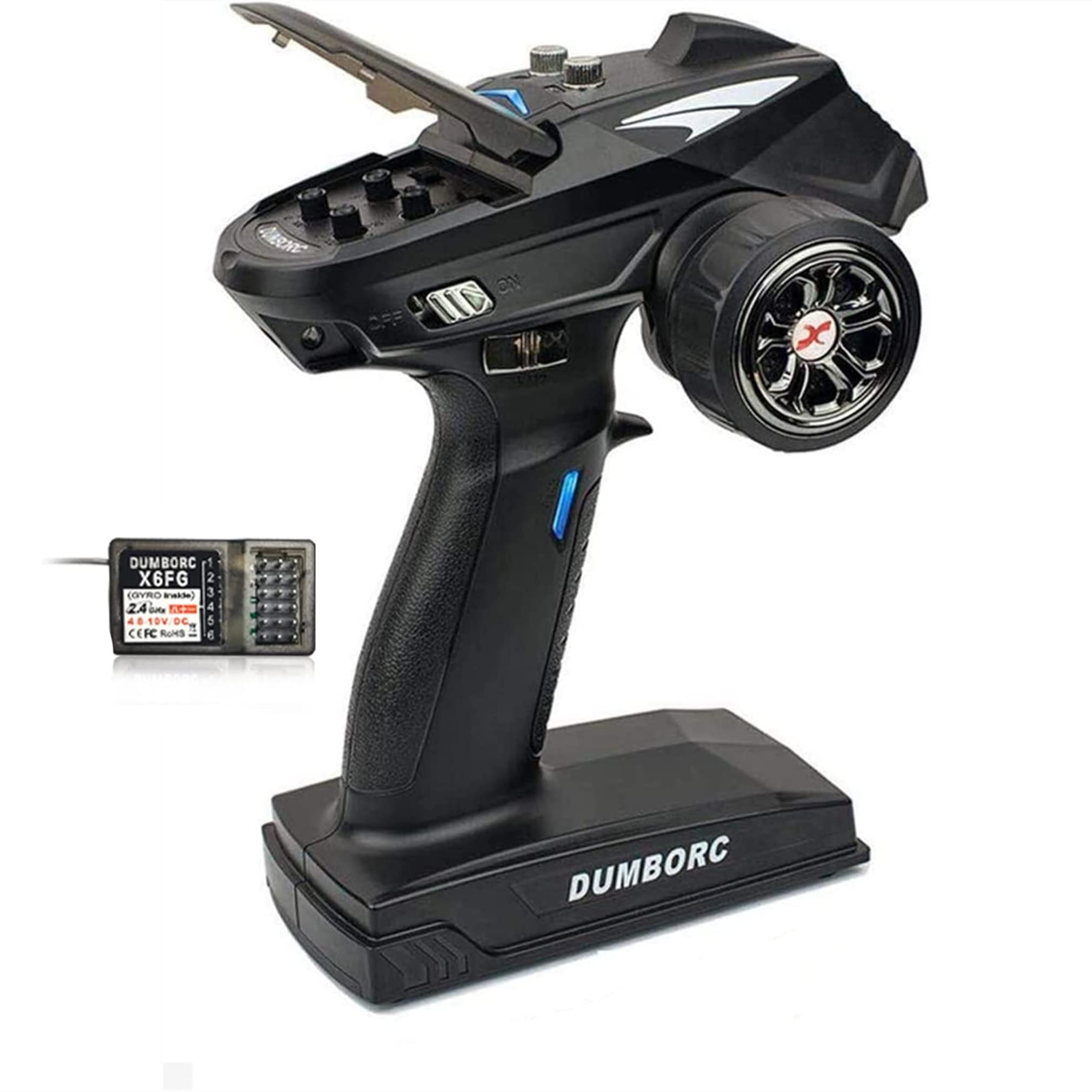 X6 2.4GHz RC Transmitter with Built-in Gyro X6FG, Low Power Alarm and Out of Control Protection Radio Control for Remote Control in Mixed Mode for Car/Boat/Tank