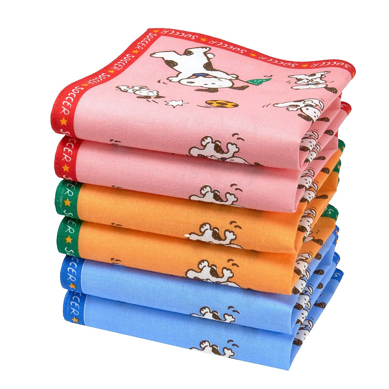 merrysquare - Child handkerchiefs - 100% Cotton - 6 units - 10" square - Soccer Model