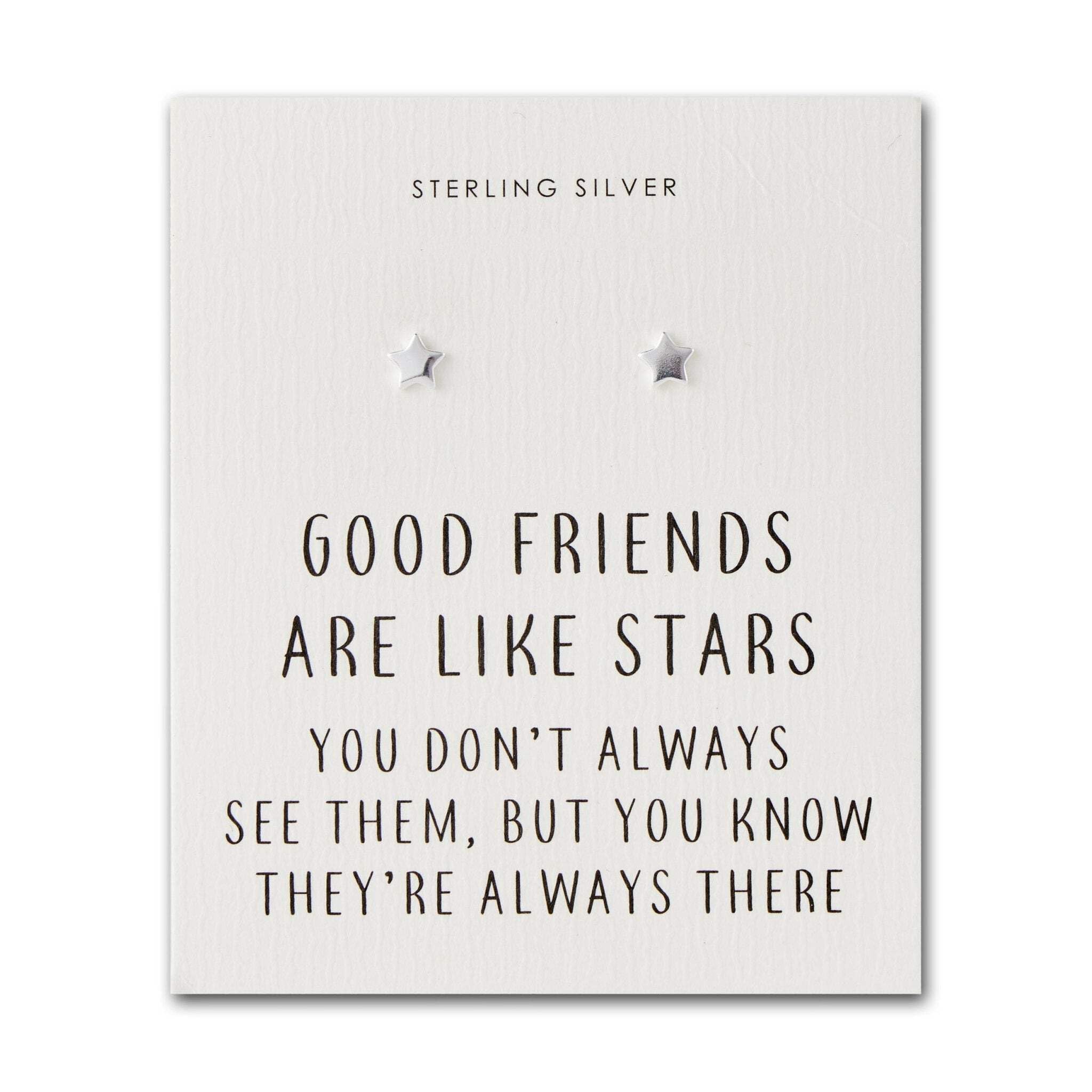 Philip Jones Sterling Silver Friendship Quote Star Earrings