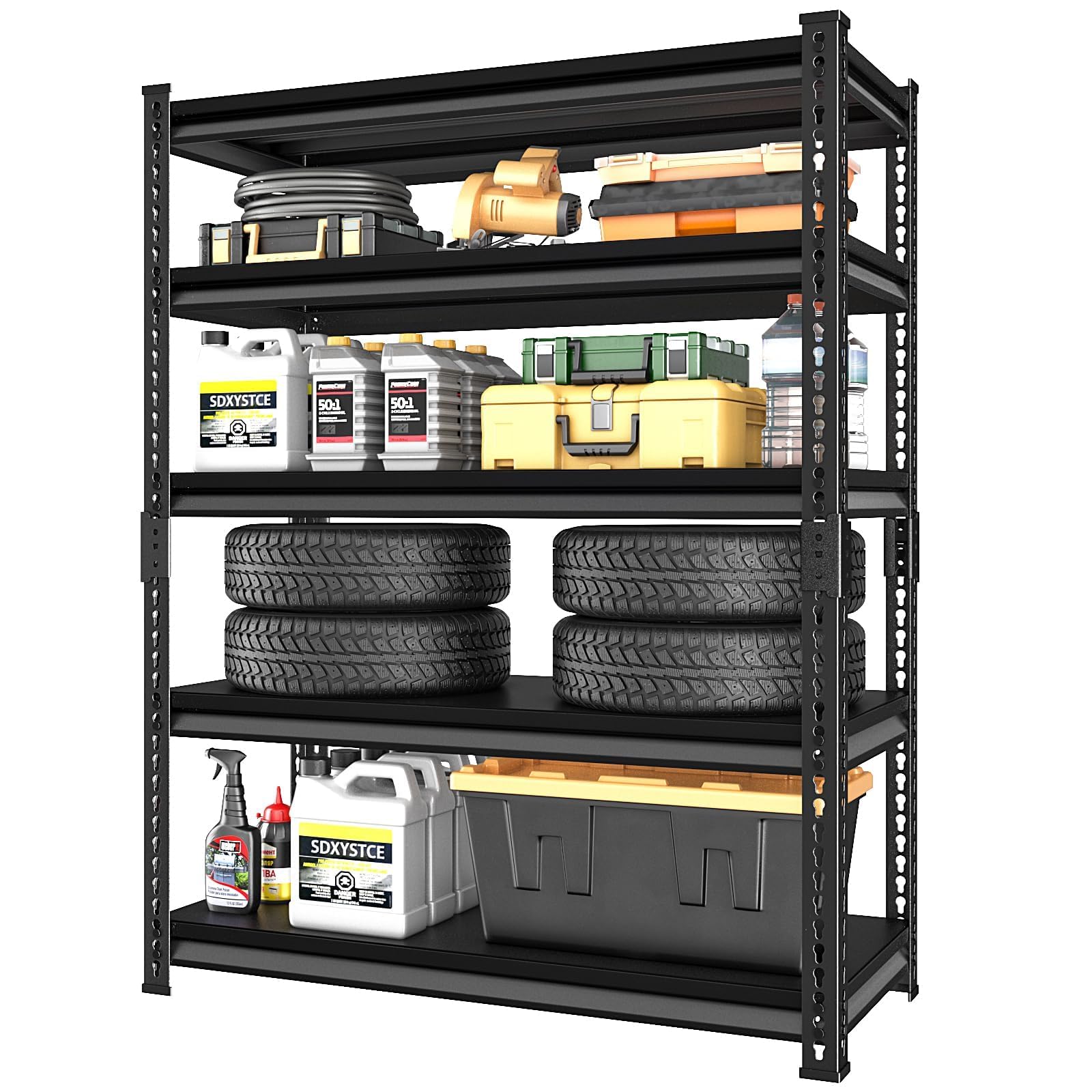 Photo 1 of SDXYSTCE Garage Shelving Heavy Duty 2500LBS Loads, 48" W Adjustable Garage Storage Shelves, 5-Tier Metal Shelving Units and Storage, Industrial Utility Shelf, 48" Wx18 Dx78 H,Black