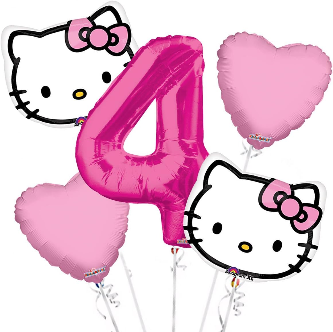 Amazon Com Hello Kitty Head Balloon Bouquet 4th Birthday 5 Pcs Party Supplies Health Personal Care