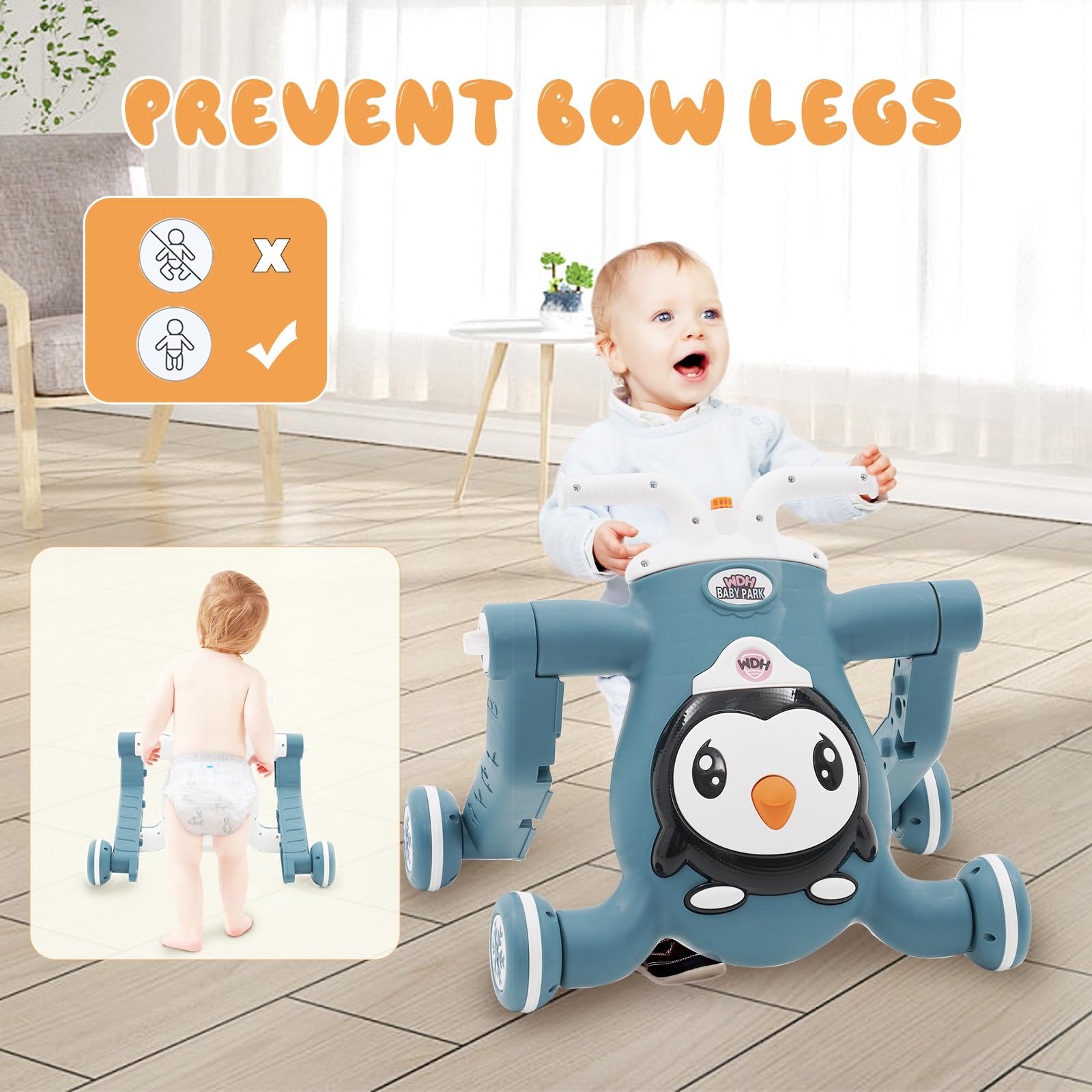 Nukdey Baby Walker First Step 3 In 1 Sit-to-Stand Learning Walker