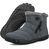 Womens Mens Barefoot Boots Shoes Winter Snow Boots Warm Ankle Booties Zero Drop Sole Wide Toe Box Fur Lined Outdoor Sneakers