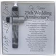 The Grandparent Gift Co. Handmade Glass Cross with 25th Wedding Anniversary Wishes