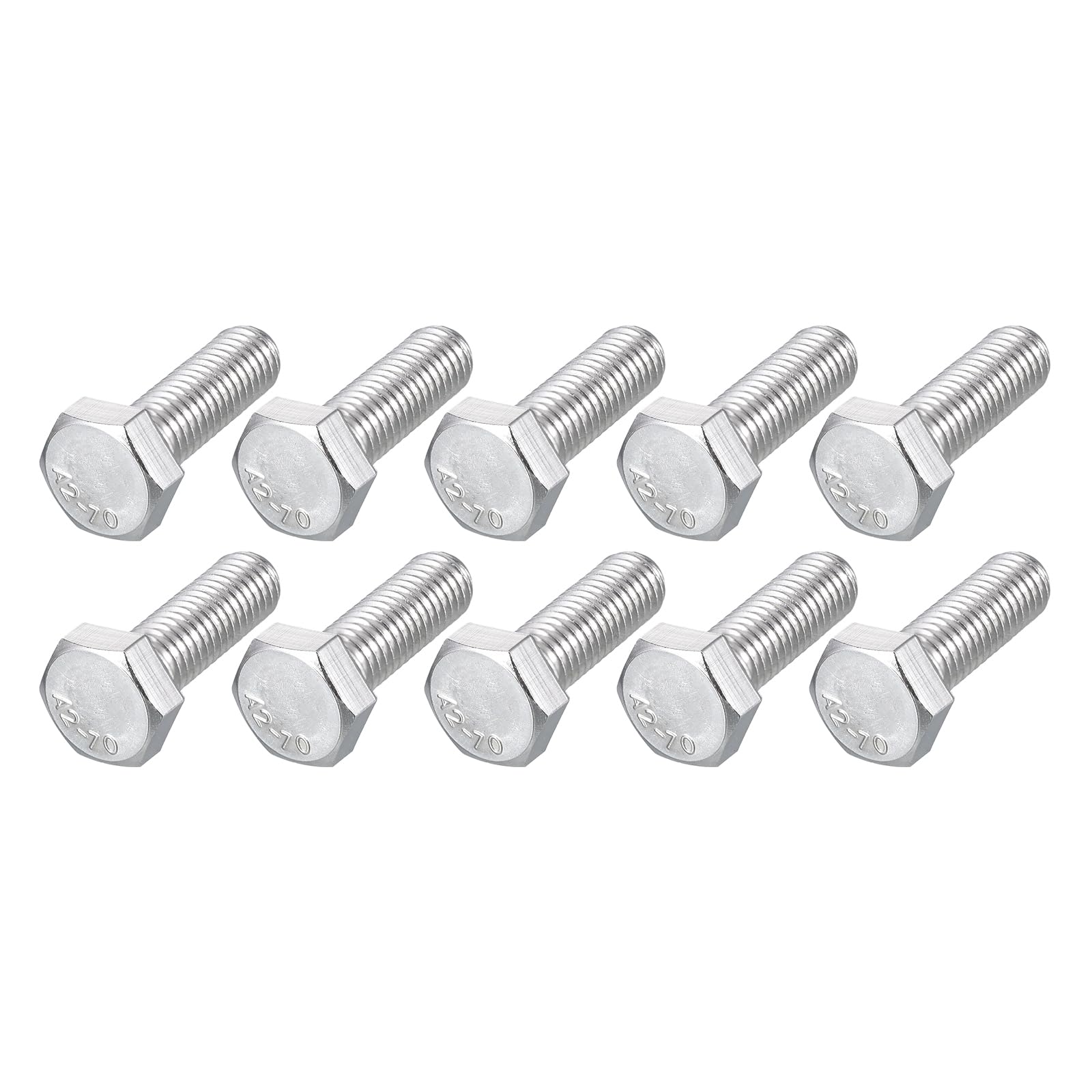 METALLIXITY Hex Bolts (M8-1.25x25mm) 20Pcs, 304 Stainless Steel Coarse Fully Threaded Hex Head Screw Bolt Machine Screws - for Furniture Repair, Silver