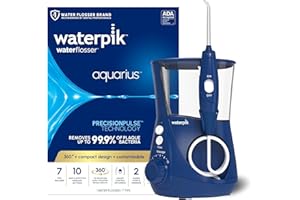 Waterpik Aquarius Water Flosser For Teeth Cleaning, Gums, Braces, Dental Care, Electric Power With 10 Settings, 7 Tips For Mu