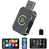 Wireless CarPlay Adapter 2026 Upgraded,CarPlay & Android Auto 2-in-1, Mini USB Design for Cars with Wired CarPlay,Fast Auto-Connect,Plug & Play,for iOS 10+, Android 11+ Version(Carbon Fiber Color)
