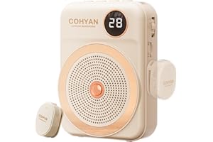 COHYAN Voice Amplifier for Teachers with Wireless Lavalier Lapel Microphone Portable Bluetooth Microphone & Speaker, Rechargeable Bullhorn Megaphone for Classroom, Meetings, Yoga, Training, Tour Guides