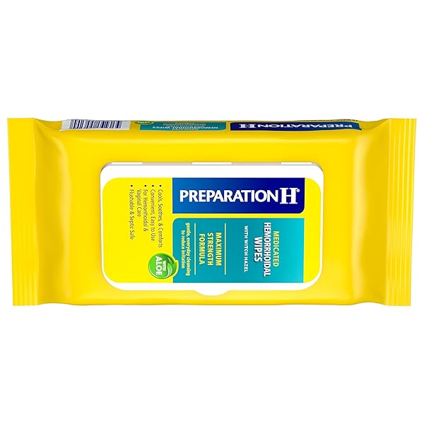 PREPARATION H HEMORRHOID FLUSHABLE WIPES WITH WITCH HAZEL FOR SKIN IRRITATION RELIEF – 48 COUNT