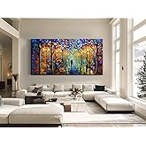 Tyed Art- Contemporary Art Landscape Oil Painting On Canvas Abstract Textured Tree Painting hand-painted acrylic frame wall art modern canvas painting 24x48inch