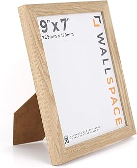 Wall Space 9x7 Oak Frame | Light Oak 9x7 Photo Frames | 9 x 7 inch SOLID OAK Photo Frame | SOLID OAK 7x9 Picture Frame | Wooden 9x7 Photo Frame made with REAL GLASS | 9x7 Wooden Frame | 9x7 Frame