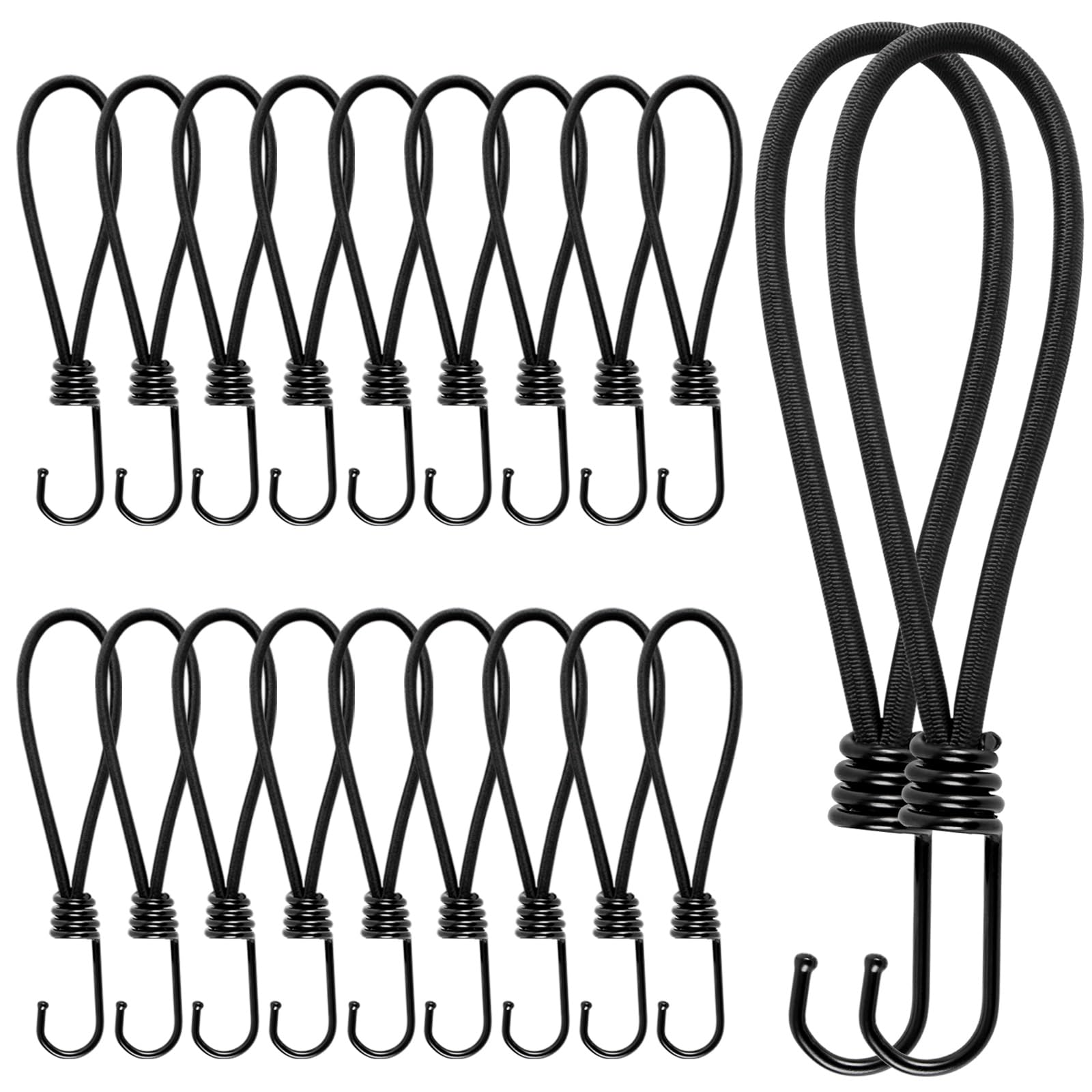 Akicderu Bungee Cord with Hooks, Pack of 20 Expanders with Hooks, 15 cm Robust Tie Down Straps with Hooks, Versatile Rubber Tensioner with Hooks, Tarpaulin Tensioners for Various Applications