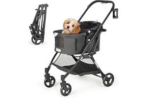 Beberoad Pets Medium Pet Stroller for Small Dogs & Cats 180° Canopy 3-in-1 Pet Stroller with Removable Carrier for Outdoor Travel Camping (Black)