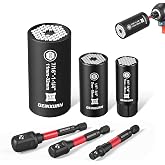 Geinxurn 6 PCS Universal Socket Set Heavy Duty,SAE&amp; Metric (5-32mm,1/4"-1-1/4") Super Sockets for Unscrew Any Nuts Bolts,1/4", 3/8", 1/2" Impact Power Drill Adapters,for Auto Repair &amp; Home Maintenance