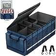 GDNasist Car Trunk Organizer and Storage with Removable Leakproof Cooler Bag, 6 Removable Dividers for Custom Space, Collapsible Trunk Storage with Non Slip Bottom, Foldable Cover for SUV, Jeep, MPVs