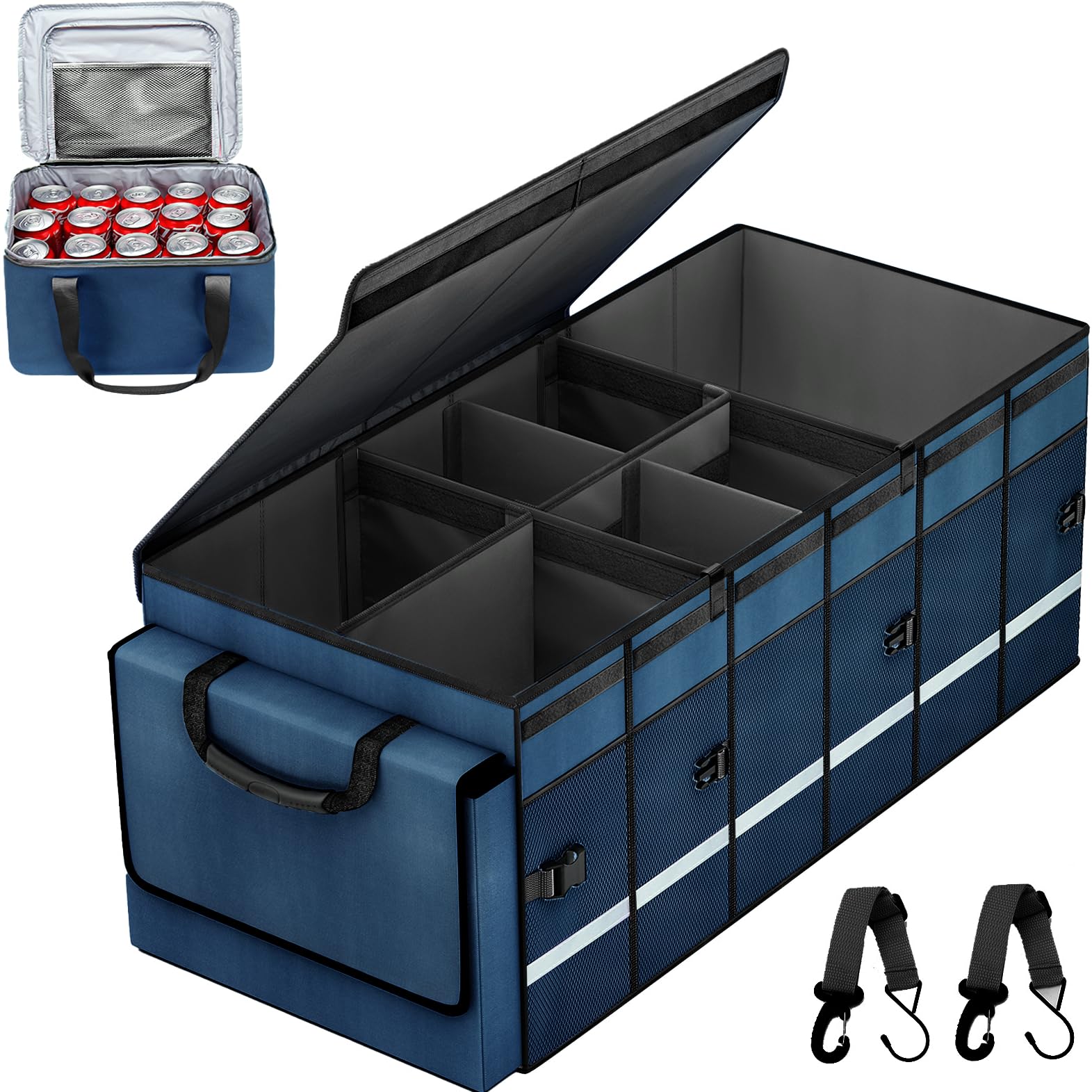 Photo 1 of GDNasist Car Trunk Organizer and Storage with Removable Leakproof Cooler Bag, 6 Removable Dividers for Custom Space, Collapsible Trunk Storage with Non Slip Bottom, Foldable Cover for SUV, Jeep, MPVs