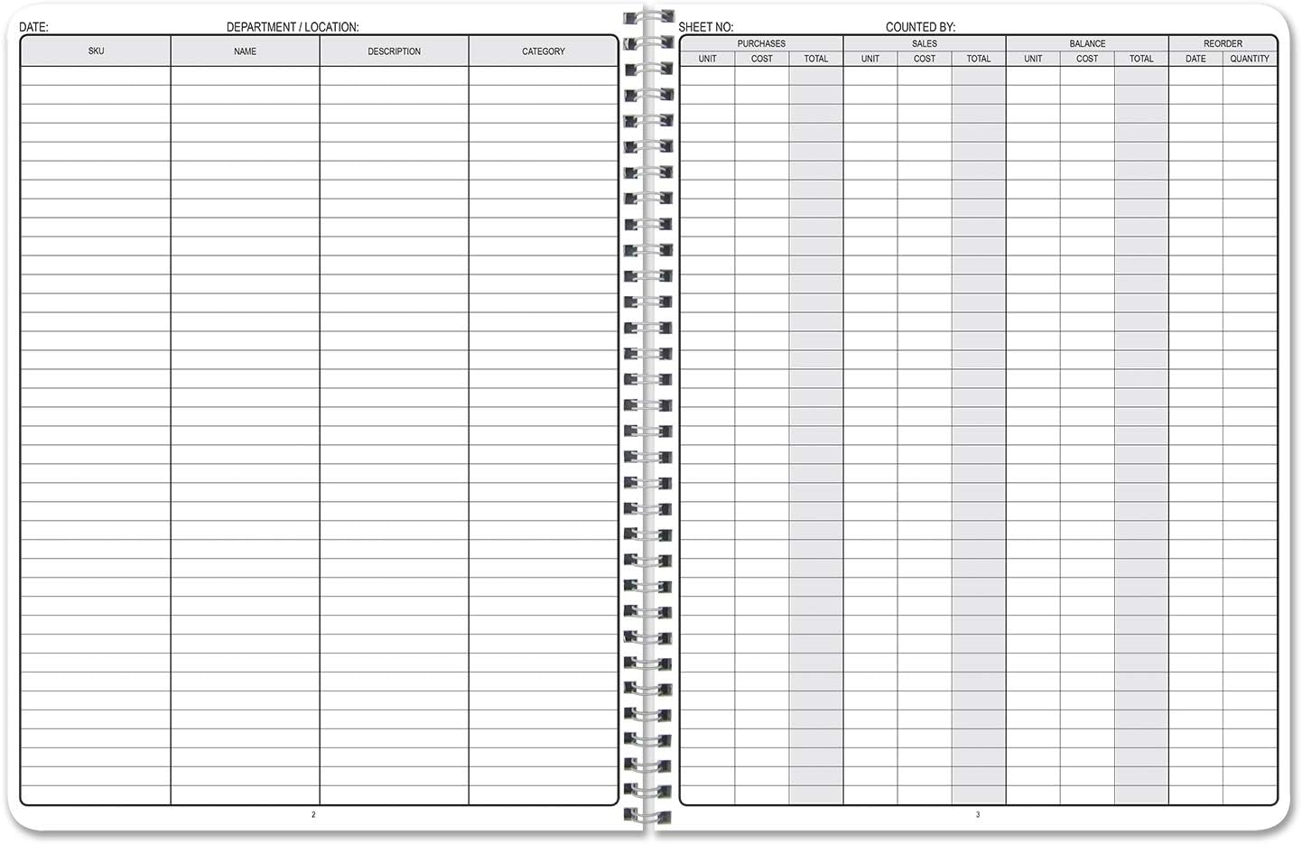 BookFactory Business Inventory & Sales/Inventory and Sales Ledger Book/Log Book/Notebook - 120 Pages, 8.5" x 11" (LOG-120-7CW(Inventory-Sales)-BX) : Office Products