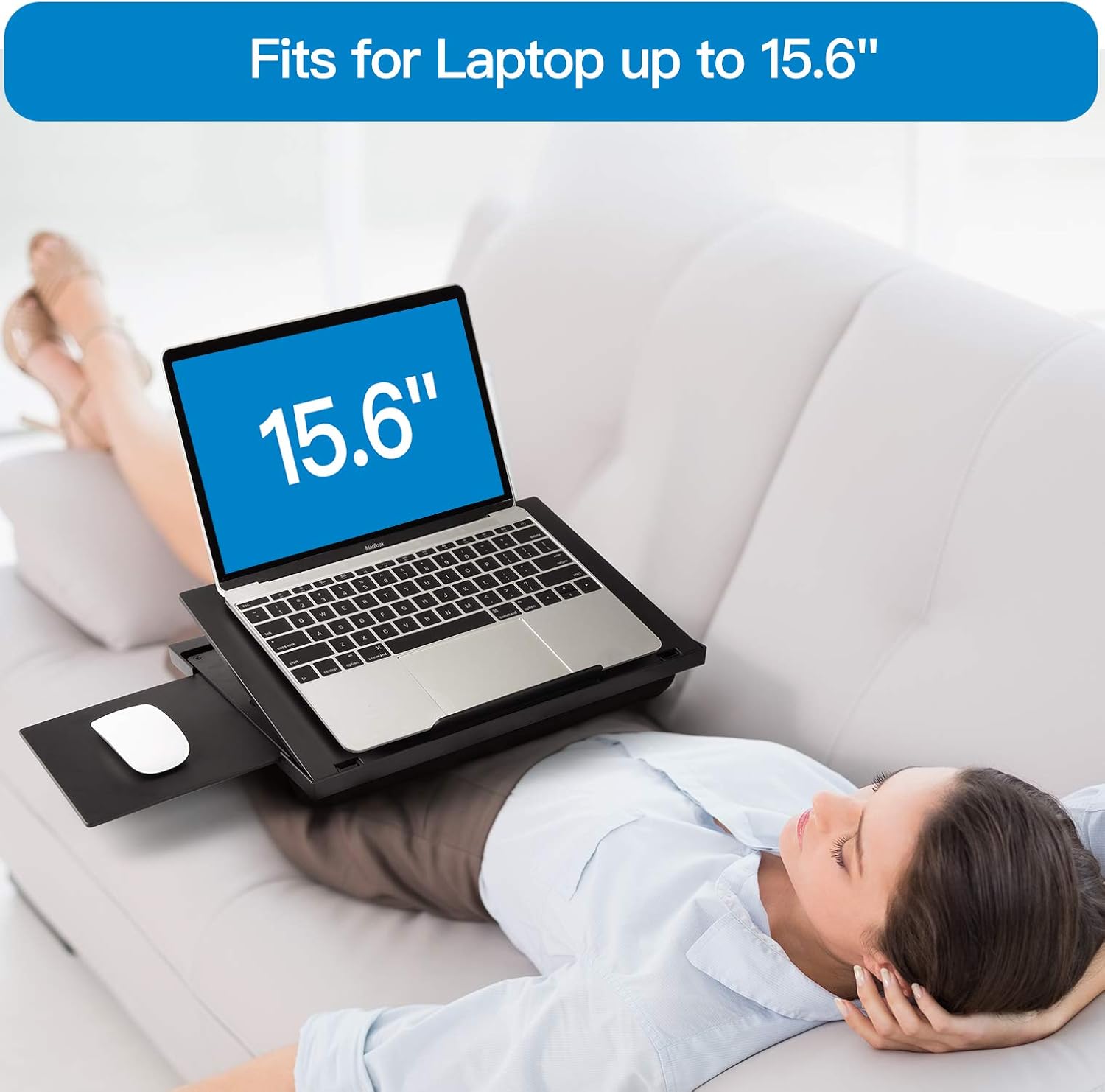 Adjustable Lap Desk - with 6 Adjustable Angles, Detachable Mouse Pad, & Dual Cushions Laptop Stand for Car Laptop Desk, Work Table, Lap Writing Board & Drawing Desk on Sofa or Bed by HUANUO : Electronics