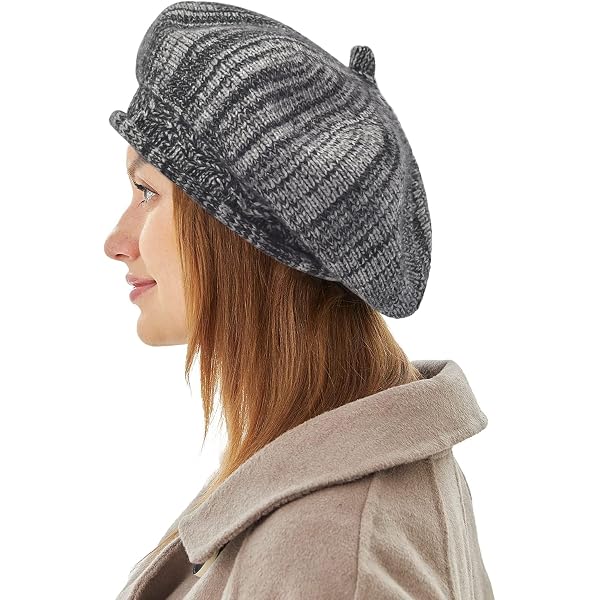 4996 100% Cotton Ribbed Knit Beret Beanie Hat - Black Armycrew 100% Cotton Ribbed Knit Beret Beanie Hat - Black at  main image 3