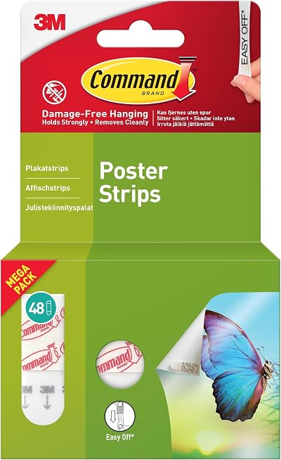 Command Poster Strips Value Pack 48 White Damage Free Hanging