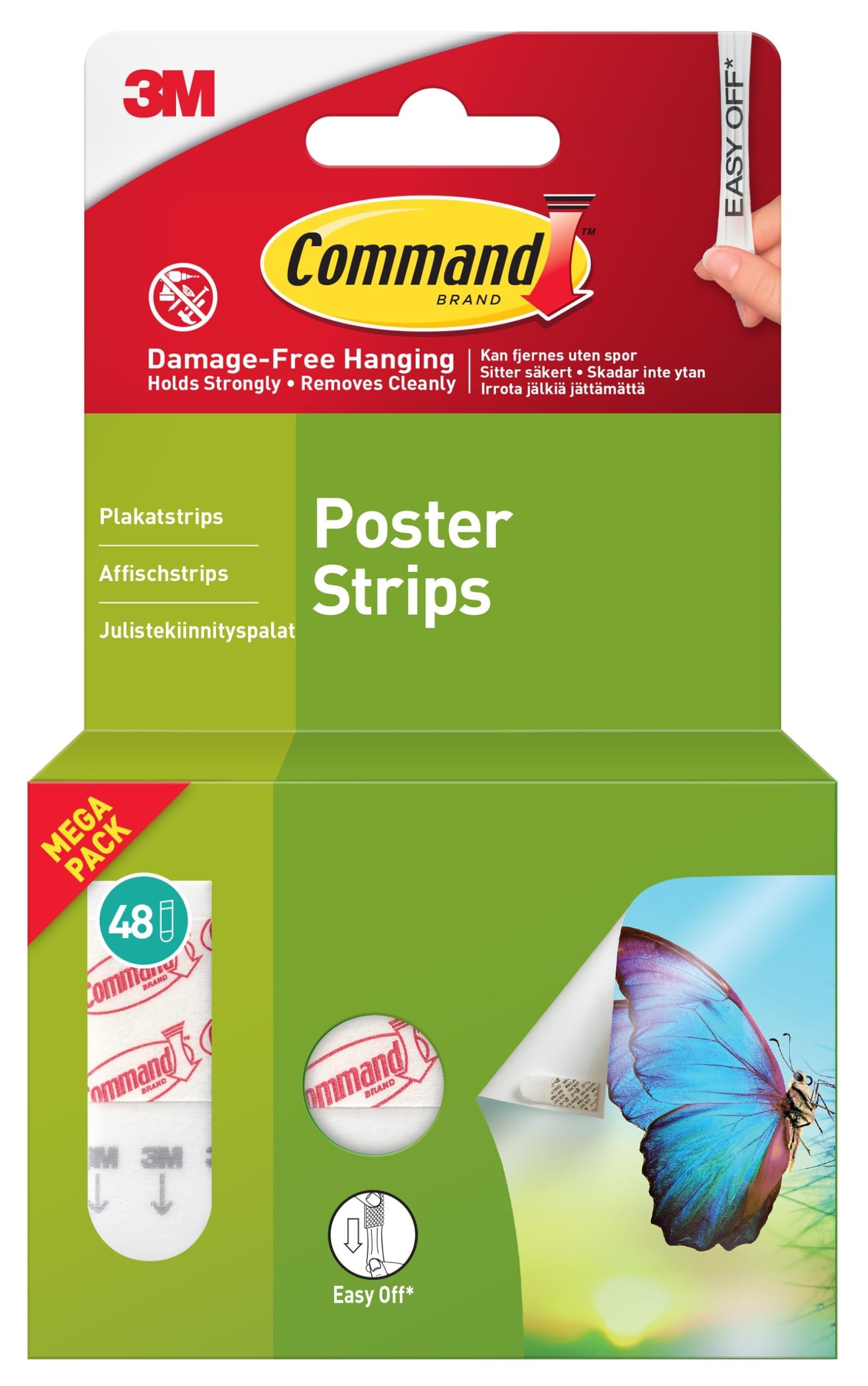 Command Poster Strips, Value Pack - 48 Adhesive Strips, White - Ideal for Hanging Posters, Schedules, Calendars or Pictures Without Frames - Damage Free Hanging
