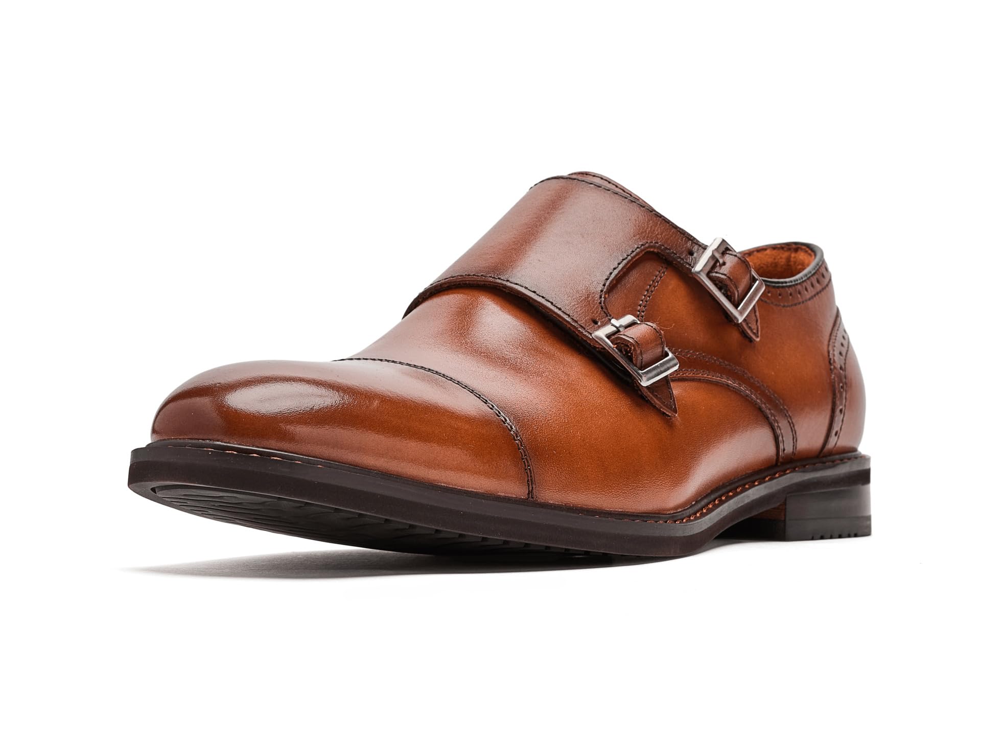 Stacy Adams Men’s Boswell Cap Toe Double Monk Strap Brandy 16 Medium