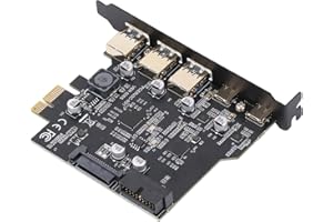 PCIe to USB 3.2 Gen 2 Card, 20Gbps 5 Port Expansion Card with 3 USB Type A, 2 USB Type C for, Linux, OS X