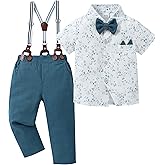 YALLET Toddler Baby Boy Clothes Suit Gentleman Wedding Outfits Formal Dress Shirt+Bowtie+Suspender Pants