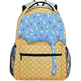 Hezely Ice Cream Surface School Backpack Bookbags, Athletic Student Laptop Book Bag,Backpack with Side Pockets for Travel, Hiking, Camping