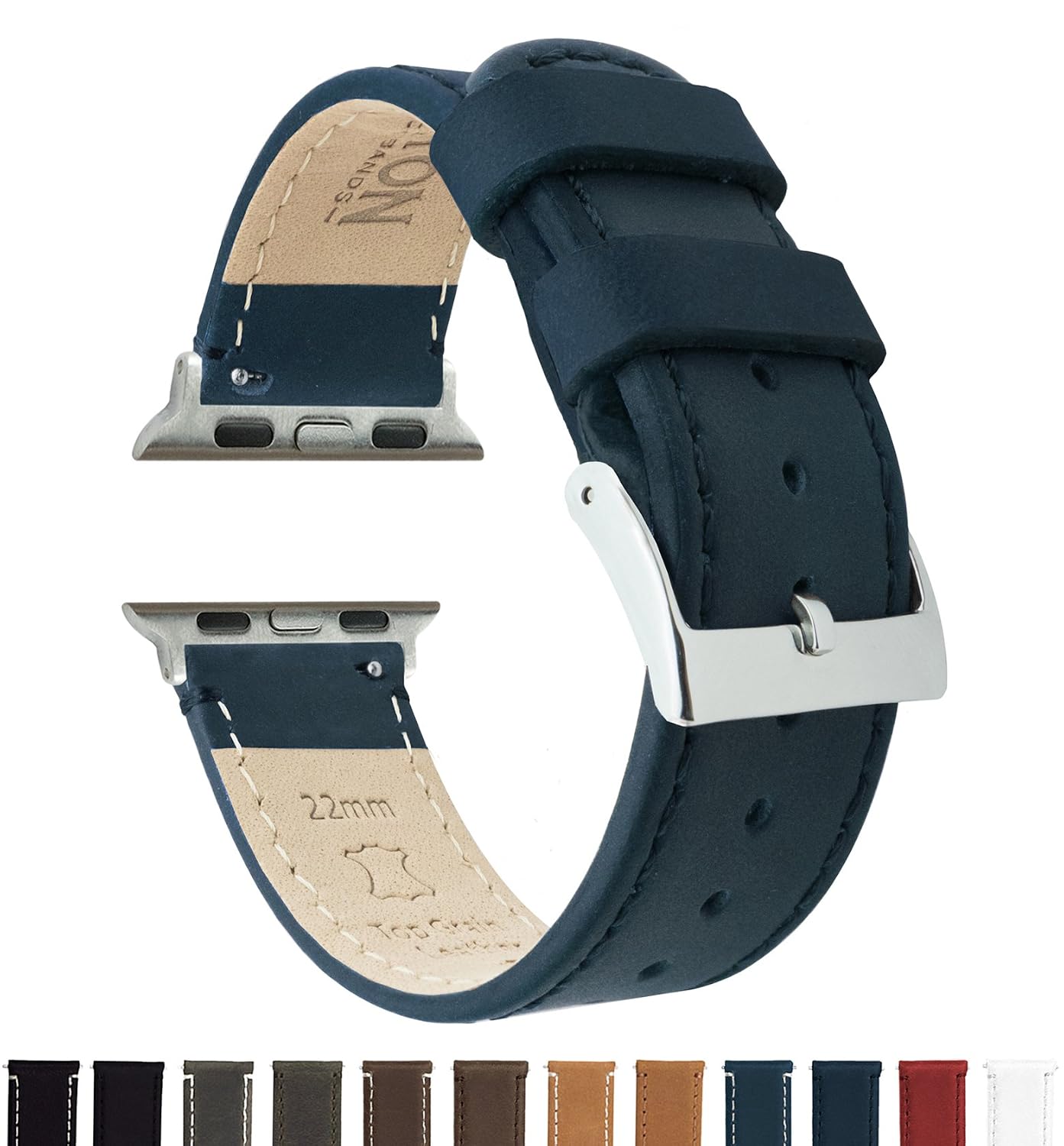 最終値下げ Bartonレザーapple Watchバンド Choice Of Color In 42 Mm 38 Mm For Apple時計 時計2 時計3 42mm Apple Watch Navy Blue Leather White Stitching 42mm Apple Watch Navy Blue Leather