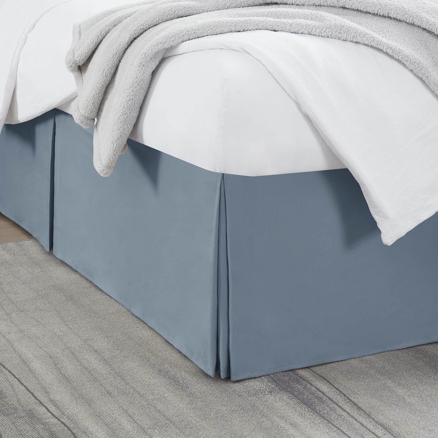 Photo 1 of Nestl Stone Blue Twin XL Bed Skirt - Twin XL Size Bed Skirt 14 Inch Drop - Brushed Microfiber Bed Skirts - Hotel Quality Pleated Bed Skirt - Shrinkage & Fade Resistant