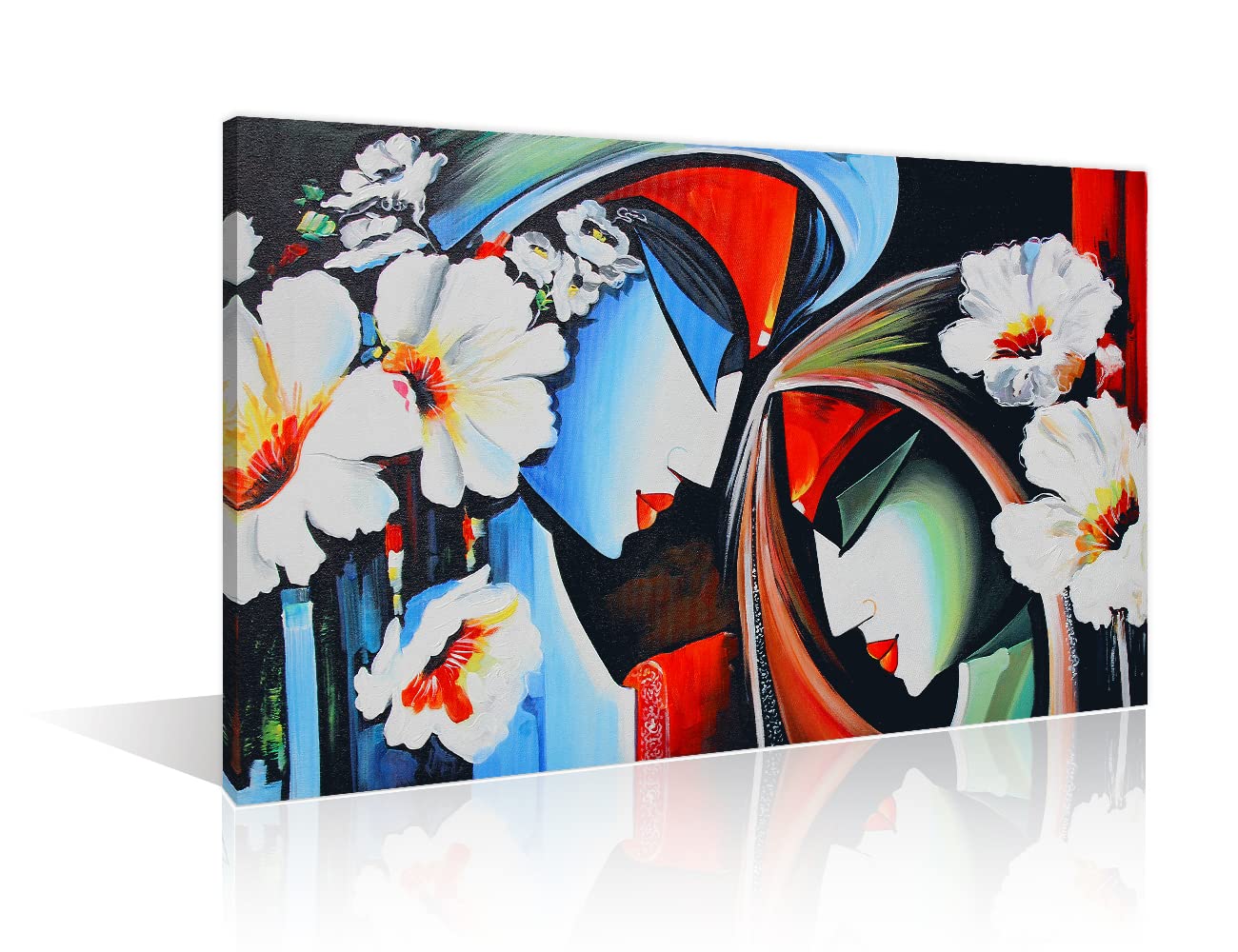 TISHIRON 1 Panels Flute Hindu Religious Modern Home Decor Lord Radha Krishna Canvas Paintings for Bedroom, Living Room, Office. Ganesha Wall Decor Posters and Prints Ready to Hang (16" Wx24 H)