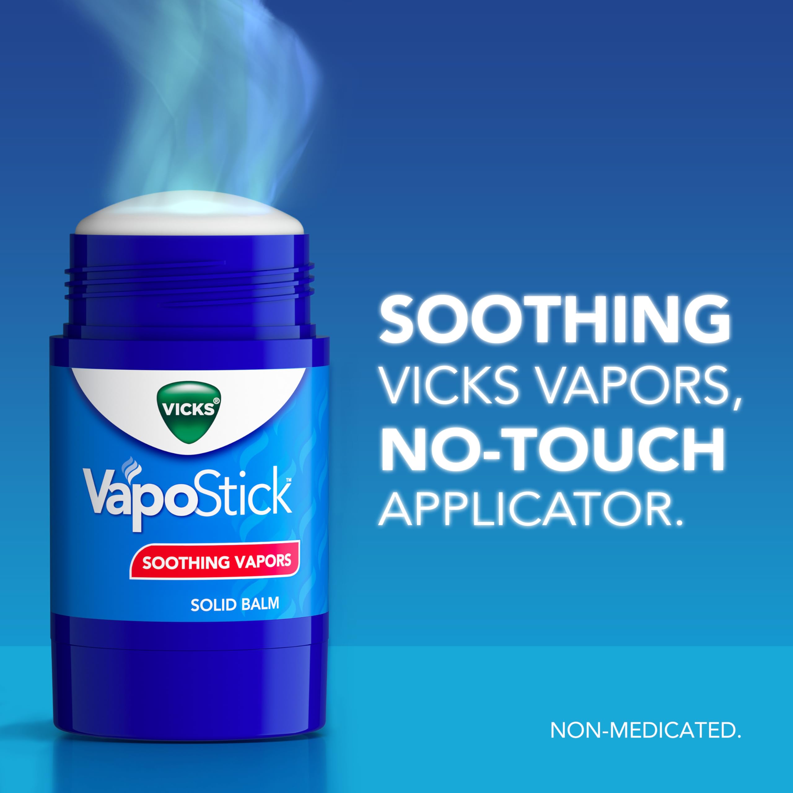 Vicks VapoStick, Solid Balm, No Mess, Soothing Non-Medicated Vicks Vapors, Easy-To-Use No-Touch Applicator, Quick Dry, Lightweight Skin Feel, 1.25oz x 2