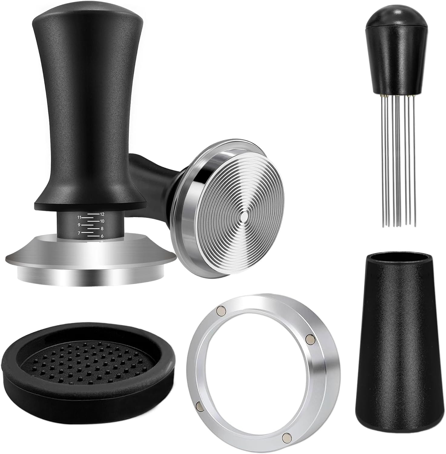 Photo 1 of 51mm Espresso Accessories Kit, Coffee Espresso Tamper Set, Spring-loaded Tamper, WDT Tool, Dosing Funnel and Silicone Gel Coffee Tamper Mat for Espresso Coffee Machines and 51 mm Portafilters