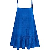 SOLY HUX Women's Summer Ruffle Swing Flowy Mini Dress Spaghetti Strap Vacation Beach Cami Dresses