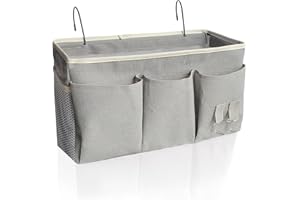 SMALIGOLA Bedside Caddy/Hanging basket Storage Organizer Bag for Bunk and Hospital Beds,College Dorm Bed，Can be Placed Glasses Books Mobile Phones (Grey 1)