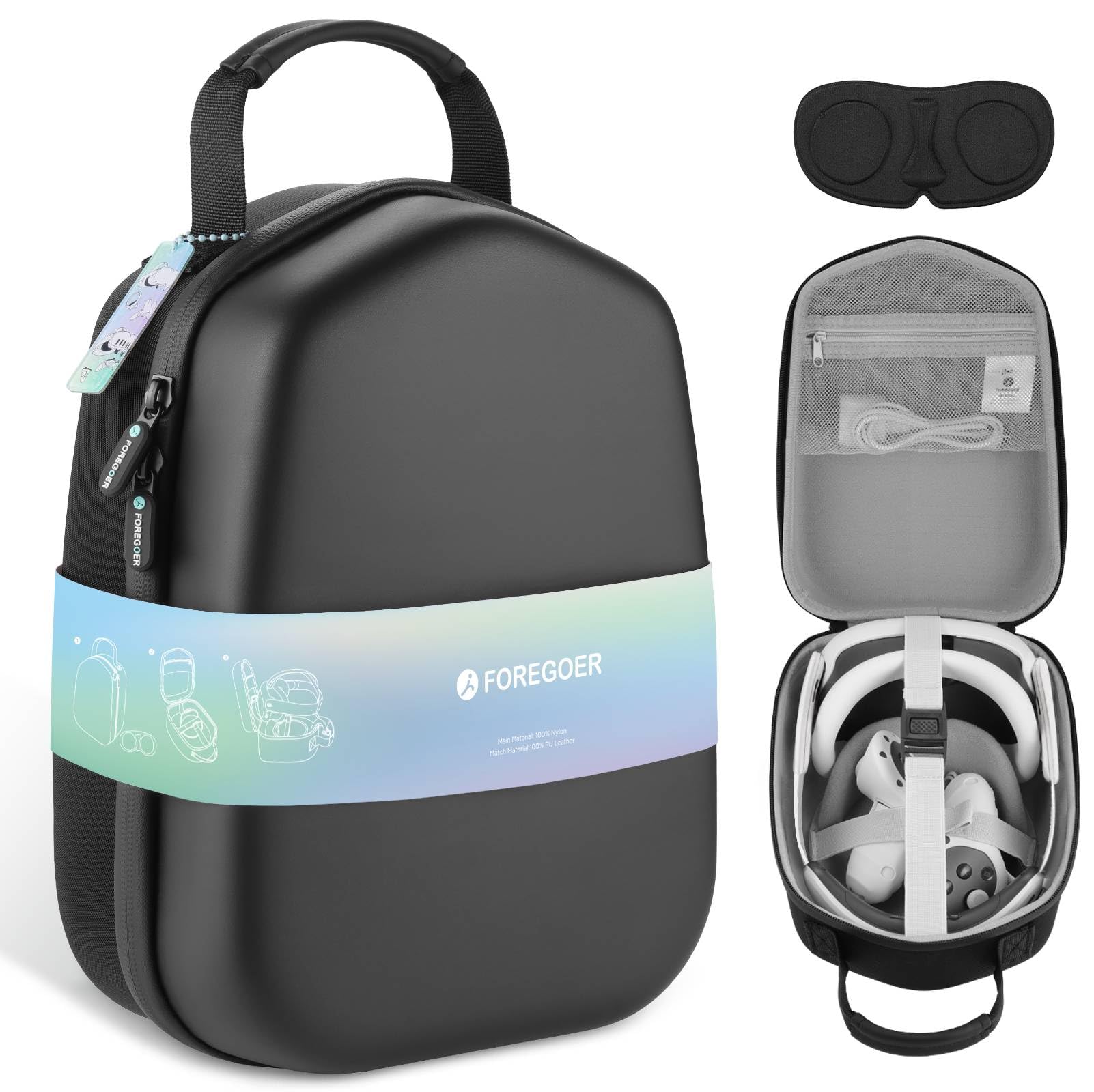 FOREGOER Hard Carrying Case Compatible with Meta Quest 3S/Quest 3/Oculus Quest 2 Official Original/Elite Strap VR Gaming Headset, Portable Travel Vision Pro Case for Touch Controllers Accessories