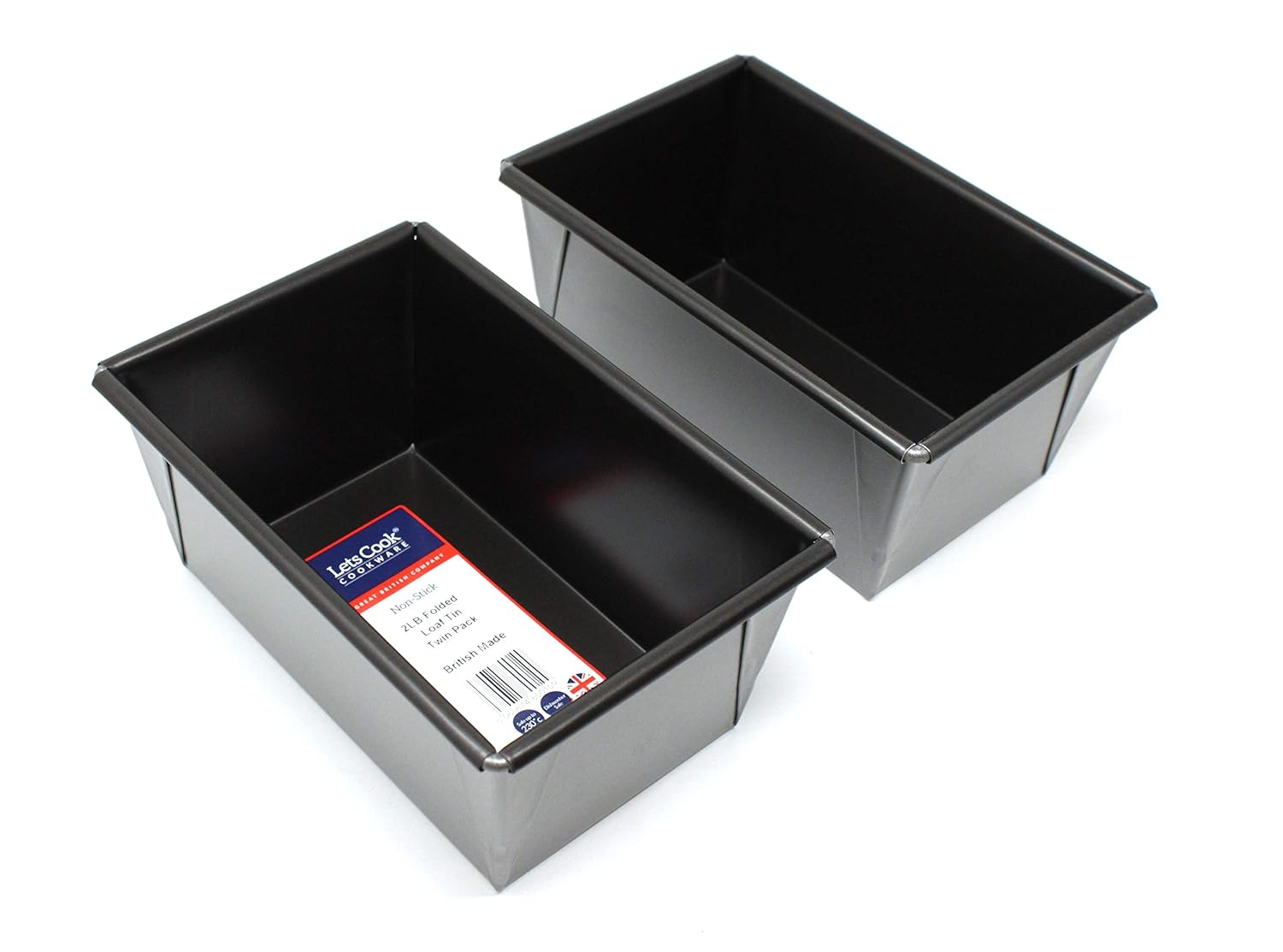 2LB Traditional Farmhouse Loaf Tin Twin Pack, Box Style, British Made