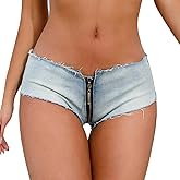 Golirsteca Women's Denim Shorts Low Waist High Cut Party Nightclub Mini Booty Sexy Jean Short Clubwear