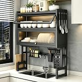 HQPMTGT Over The Sink Dish Drying Rack, Piano Lacquer, Thickened Steel Pipe, Over Sink Dish Drying Rack, Over Sink Rack, for 