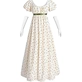 Nuoqi Regency Dresses for Women Floral Regency Era Dress Empire Waist Long Tea Party Dress