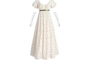 Nuoqi Regency Dresses for Women Floral Regency Era Dress Empire Waist Long Tea Party Dress