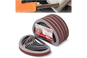 3/8 x 13 Inch 10 x 330mm Sanding Belts Set - 60-Pack with 40/60/80/120/150/240 Grits, Aluminum Oxide Abrasive Belts for Woodw