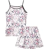 Umeyda Girls & Womens Pajamas Set Sleeveless Camisole Tank Top and Shorts 2 Piece Sleepwear Summer Outfits