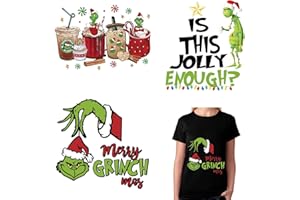 ATLKDLK 3Pcs Christmas Heat Transfer Iron on Decals Transfer T-Shirt Sticker Christmas Cartoon Designs HTV Iron on Vinyl Patches Iron on Transfer Paper for Clothing Hat Pillow DIY Crafts