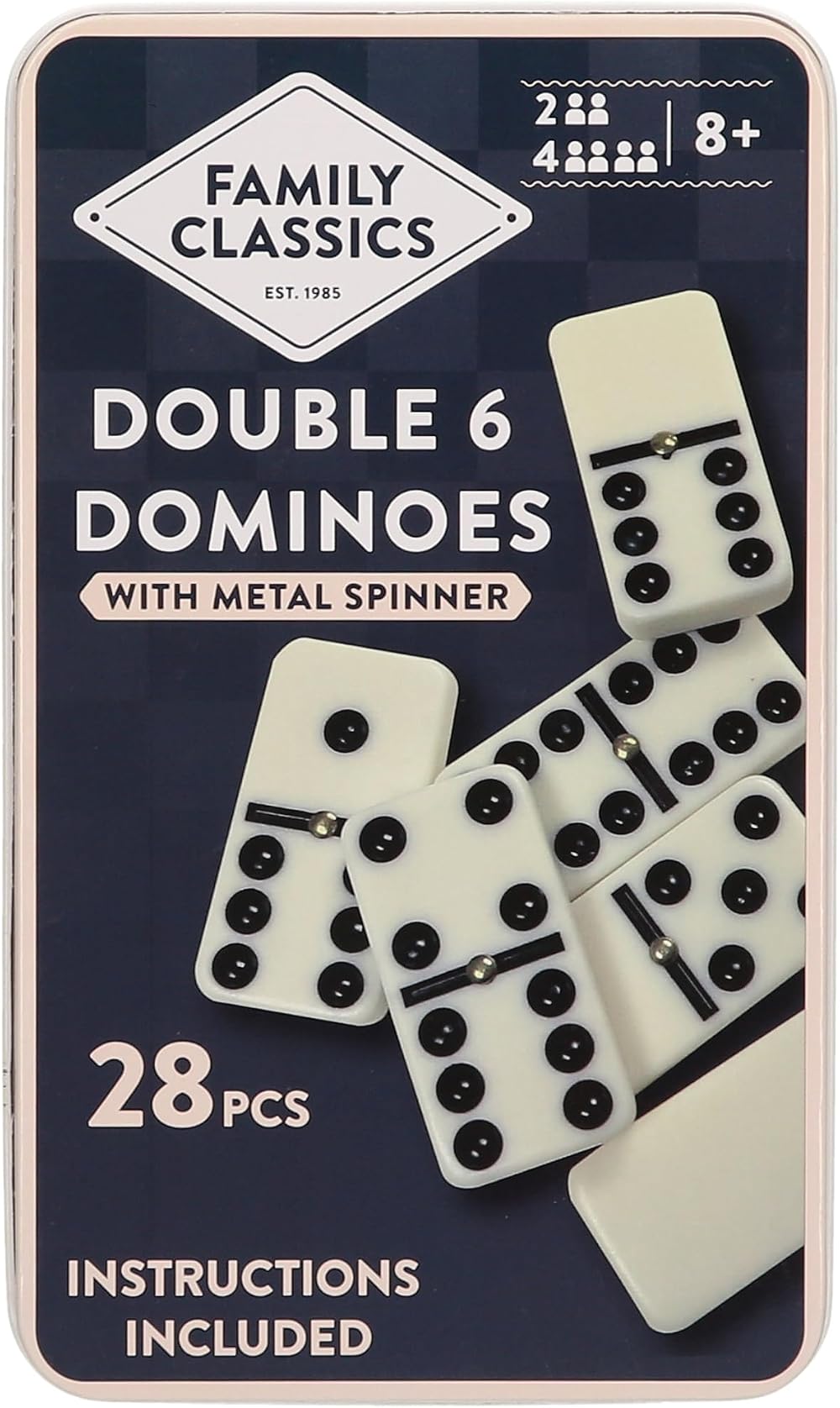Navoys Classic Double 6 Dominoes Tin Gift Set 28 Pieces Travel Size