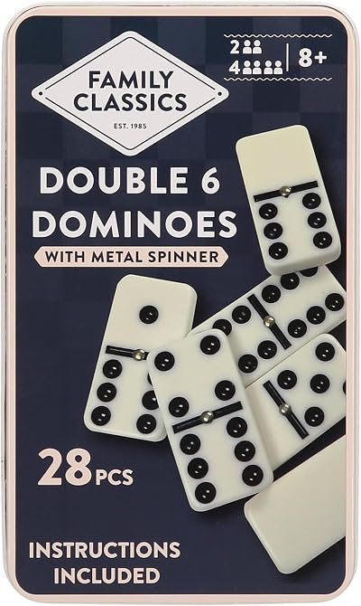 Navoys Classic Double 6 Dominoes Tin Gift Set 28 Pieces Travel Size