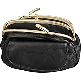 Dual Clasp Leather Coin Purse, Geunine Leather, Features Dual Goldtone Metal, Snap-Close Exterior Pocket - Measures 5 3/4" Wide x 4 1/4" High