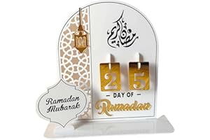 Ramadan Advent Calendar 2026, Acrylic Eid Mubarak Countdown Calendar with 30 Days Countdown, Islamic Table Decor for Home Fir